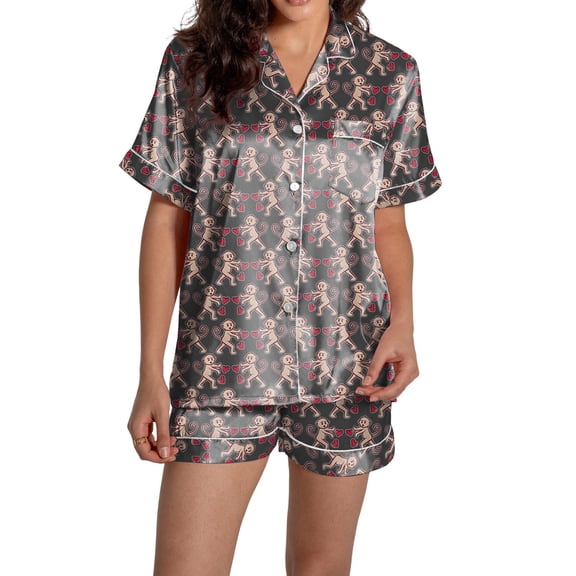 SJLDQY Women's Easter Pajamas Set 2 Peice Pjs Set for Women Cute Love Heart Graphic Short Sleeve Pajama Tops Shorts Soft Comfy Homewear Sleepwear Outfits