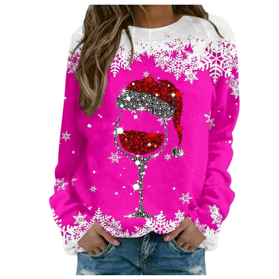 SJLDQY Women's Sweatshirt Xmas Graphic Sparkly Sweatshirts for Women Trendy Hoodies Long Sleeve Fashion Crewneck Tops 2025 Fall Winter Clothes