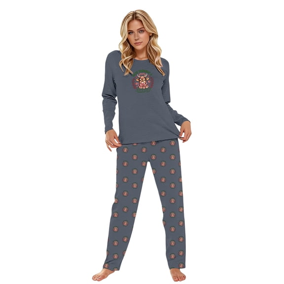SJLDQY Womens Pajamas Set 2 Peice Pjs Set for Women Fashion Graphic Long Sleeve Pajama Tops Pants Soft Comfy Homewear Sleepwear Outfits