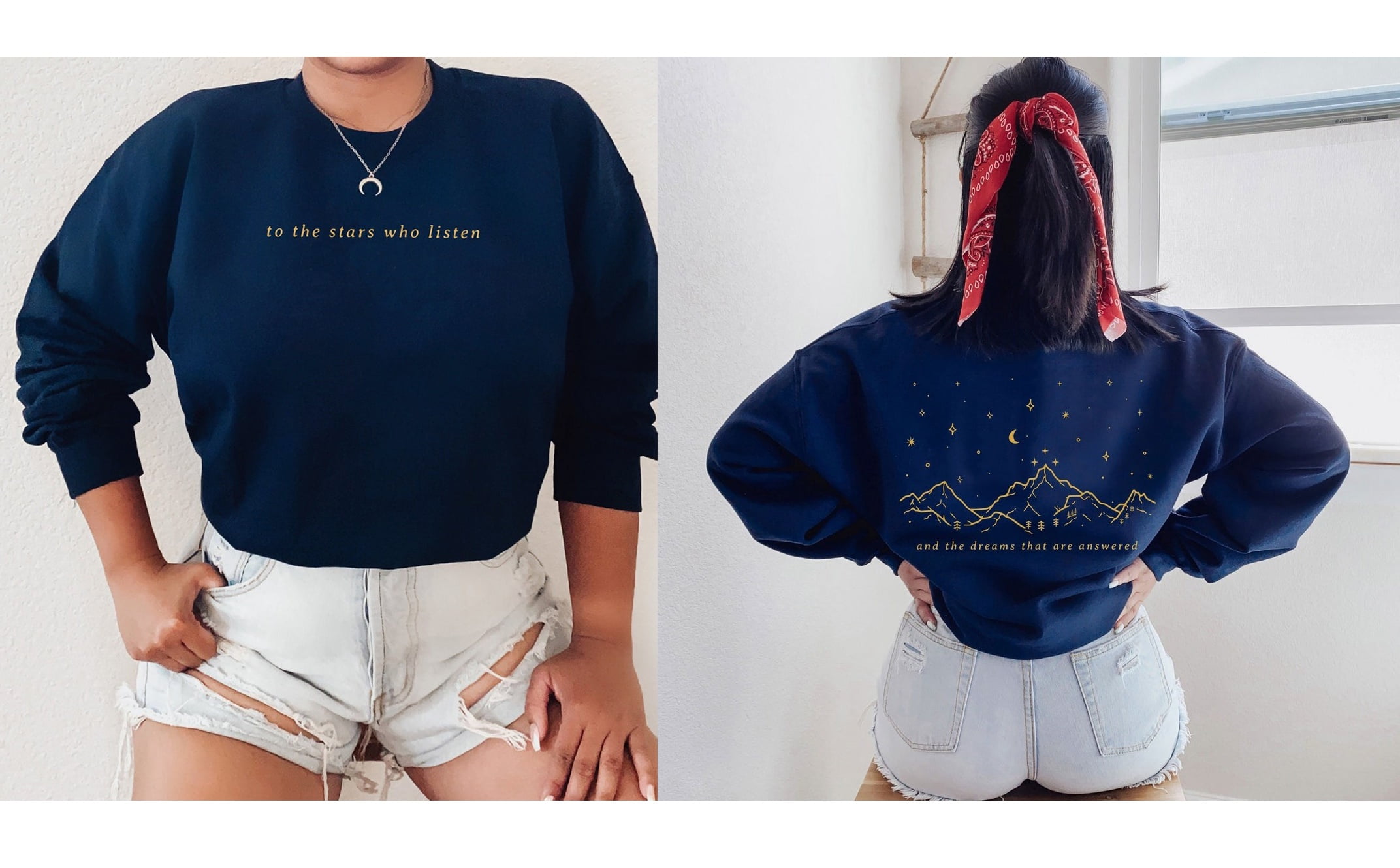 SJM Sweatshirt Gold Print To The Stars Who Listen and The Dreams