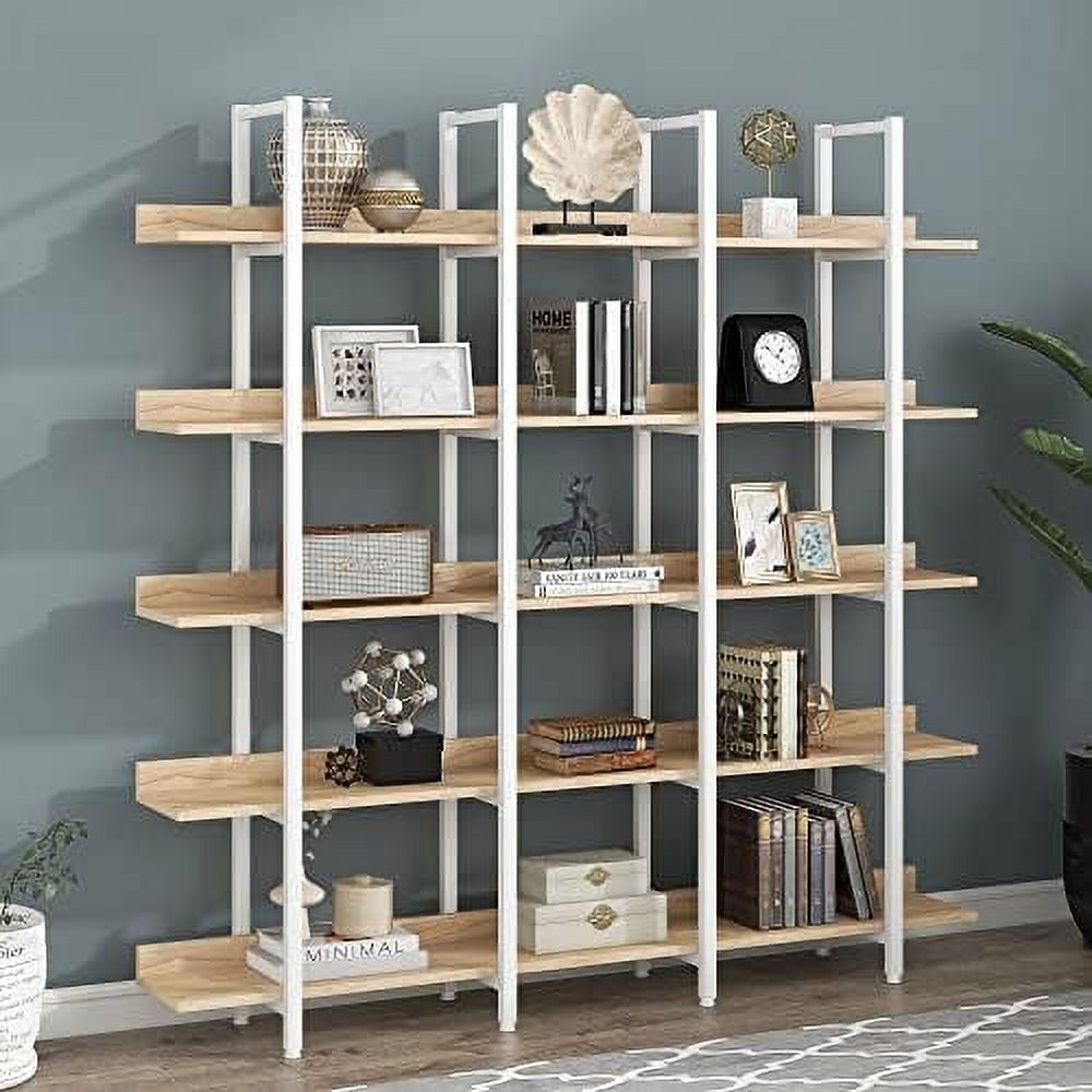 SJOIKLM 5 Tier Bookshelf Wide Book Book Case with Open Display Shelves