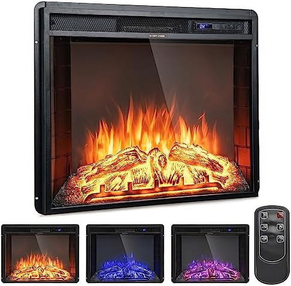 Fireplace Timer SJOLKMN 18 Inches Electric Fireplace Insert Recessed 1400 W Electric ...
