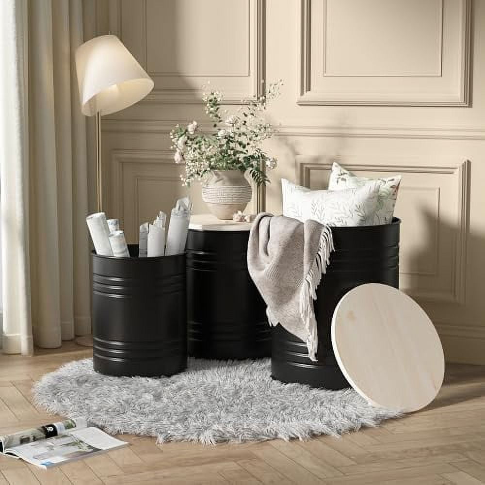 SJOLKMN Farmhouse Accent Set of 3 Galvanized Rustic Coffee Table Metal