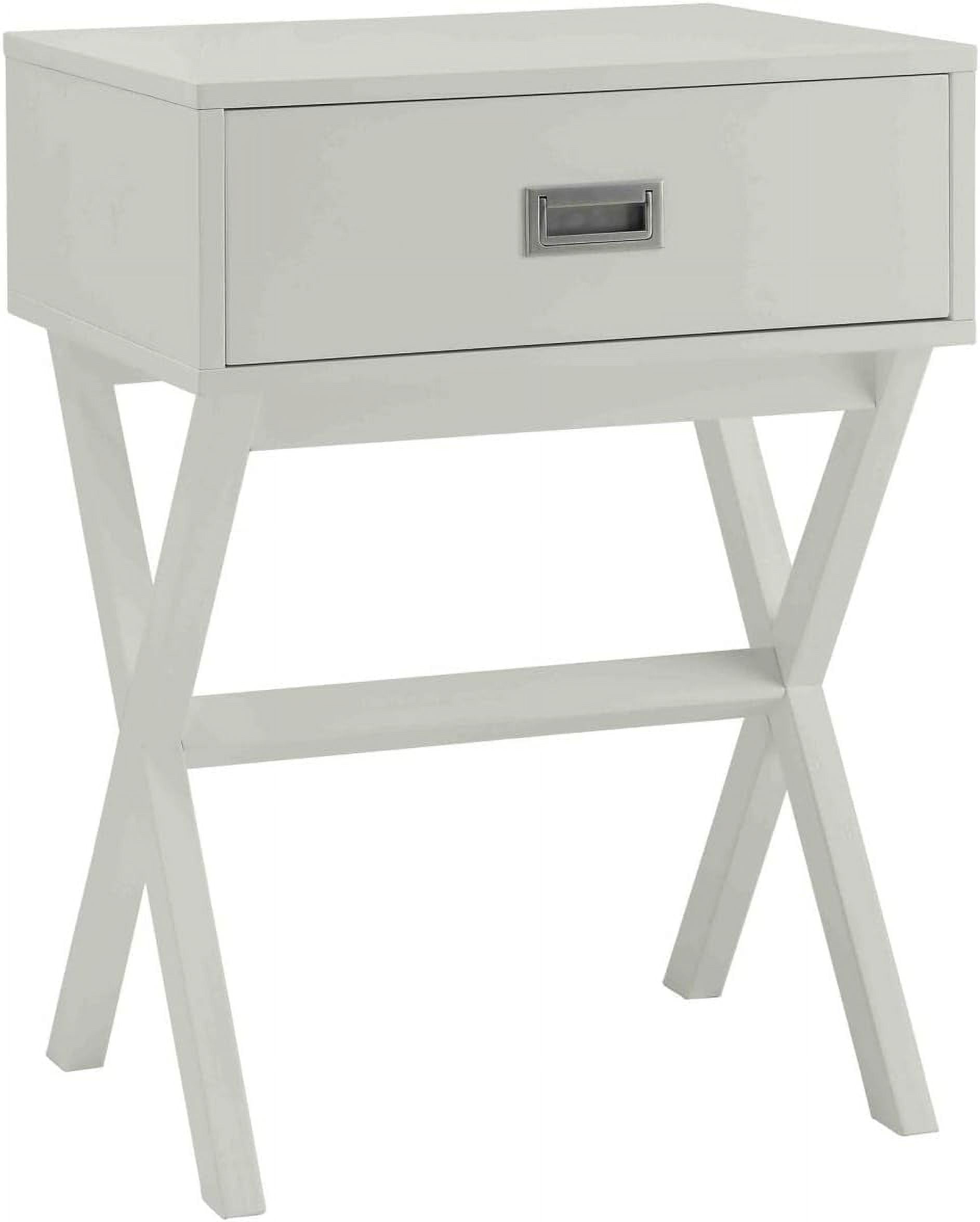 Landon Modern White Wood End Table with Concealed Drawer