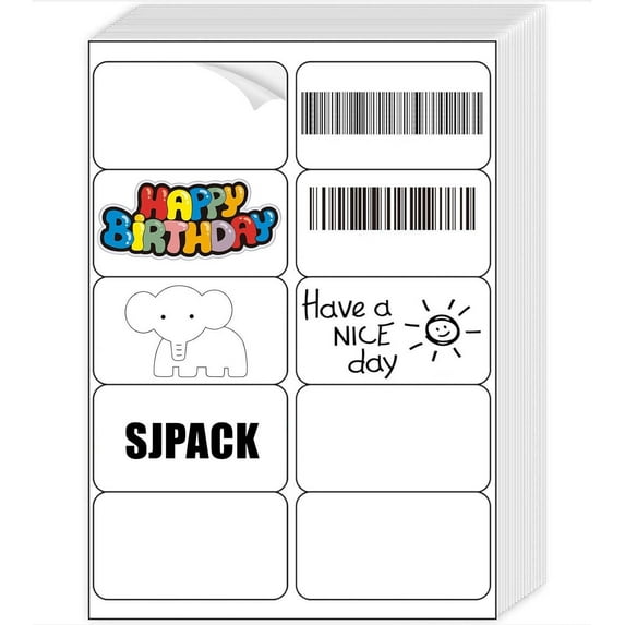 SJPACK 2" x 4" Shipping Return Address Mailing Labels 10 per Sheet Printable FBA Barcode Stickers for Laser & Inkjet Printer 10 Up White