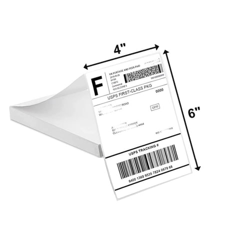SJPACK 100 Labels 4" x 6" Fanfold Direct Thermal Shipping Labels Blank White Perforated Shipping Label