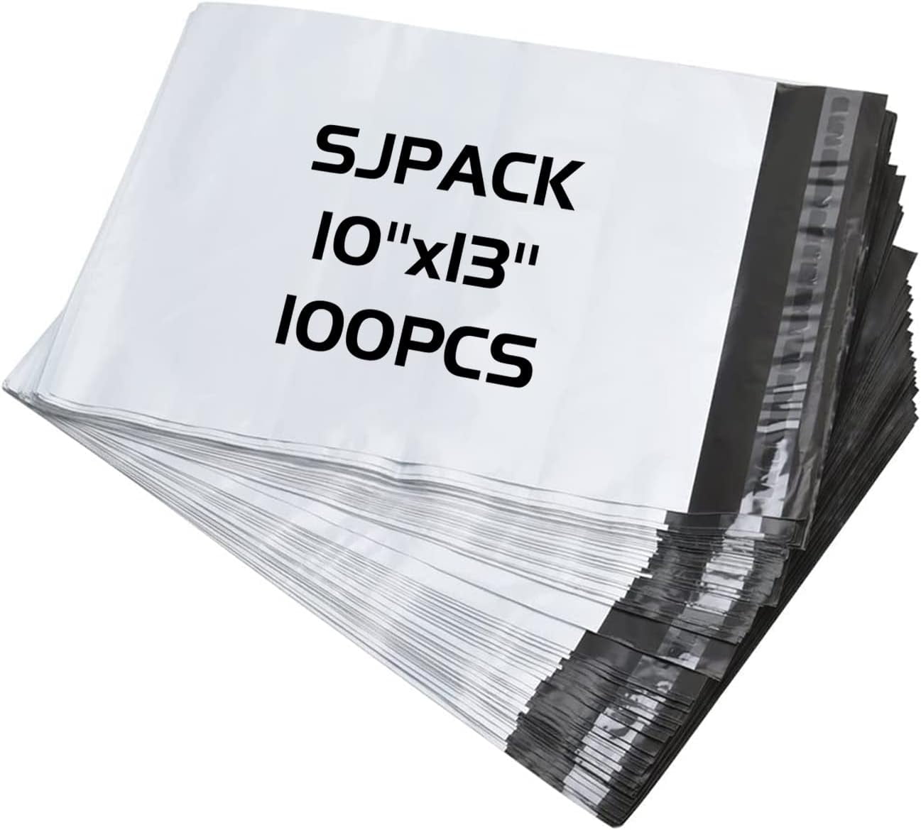 【オープニング 大放出セール】 White 10x13 Pcs 100 SJPACK Poly Self-Adhesive Mailers, 封筒