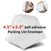 SJPACK 100Pcs 4.5"x5.5" Clear Packing Invoice List Envelopes Enclosed Slip Pouches, Self Adhesive for Invoice Label Packing Slip