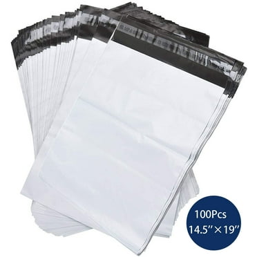 SJPACK 100pcs 14.5x19 Poly Mailers 2.5 Mil Envelopes Shipping Bags With Self Sealing Strip, White Poly Mailers