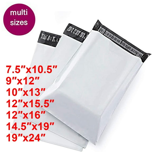 SJPACK 12"x15.5" 100Pcs Poly Mailers Plastic Shipping Envelopes Self Sealing Mailing Bags White