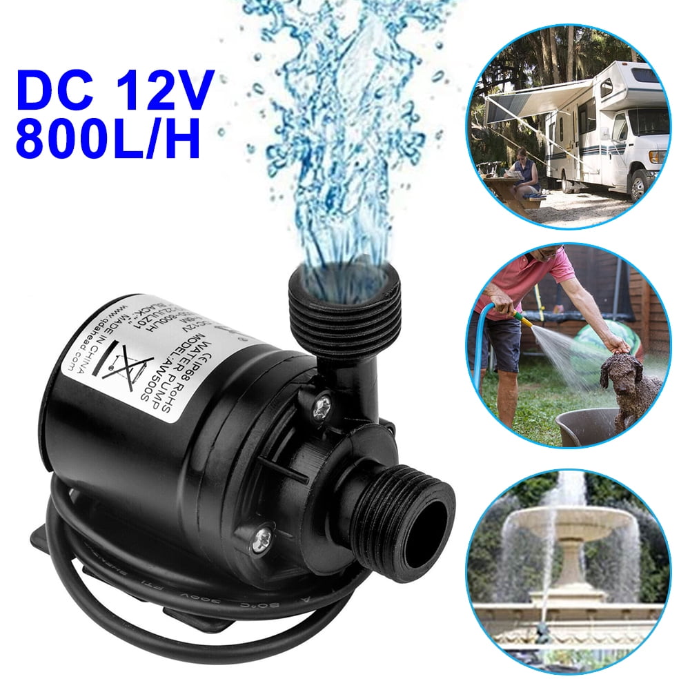 SJPACK 12V Brushless Water Pump, High Pressure Submersible Pump Automatic Self-priming 800L/H for Fountain Solar Panel Pond Aquarium Water Circulation System Black