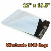 SJPACK 12x15.5-inch Poly Mailers Envelopes Shipping Bags, 2.5 Mil White Pouches Self-Sealing Postal Bags(1000 Bags)