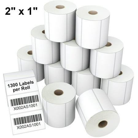 SJPACK 2"x1" 12 Rolls Direct Thermal Barcode FBA SKU Sticker Labels,1300/Roll, for Rollo & Zebra Printer