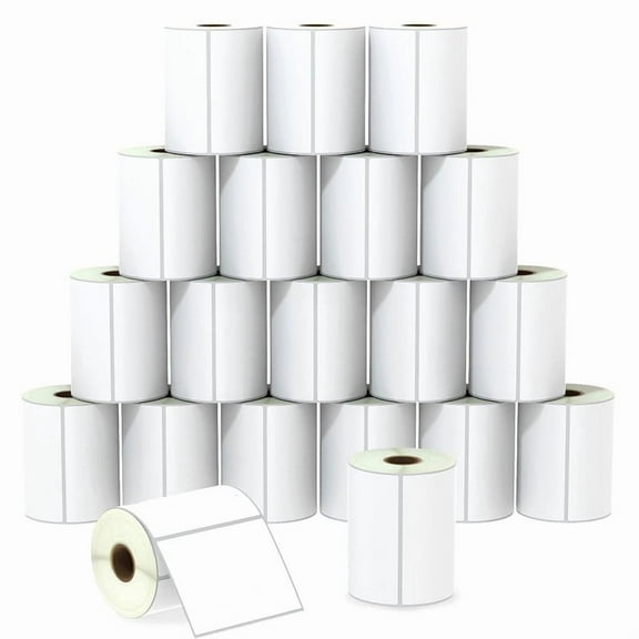 SJPACK 20 Roll 4"x3" Direct Thermal Shipping Labels Blank Self Adhesive Barcode Sticker for Zebra & Rollo 500/Roll