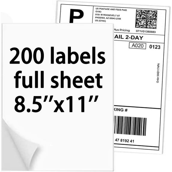 SJPACK 200 Full Sheets Sticker Labels Shipping Mailing Address Labels 8 ...