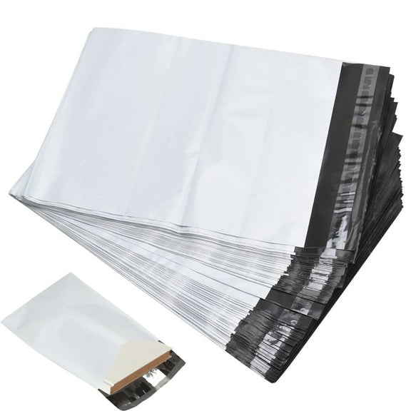 SJPACK 200 Pcs 9 x 12 Poly Mailers Envelopes Shipping Bags Poly Bag Mailer 2 Mil - White Pouches Self-Sealing, Waterproof and Tear-Proof Postal Bags