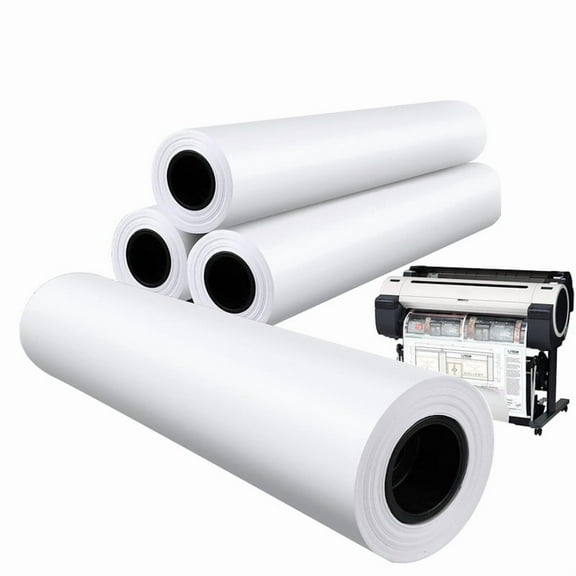SJPACK 24"x150' CAD Paper Rolls 20 lb Bond Plotter Paper 2" Core for CAD Printing on Wide Format Inkjet Printers