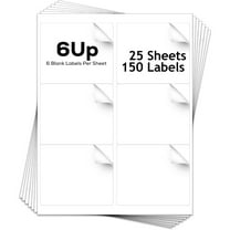 SJPACK 3-1/3" x 4" Shipping Address FBA Labels, 6 UP White Blank Mailing Stickers for Laser and Ink Jet Printer 25 Sheets (150 Labels)