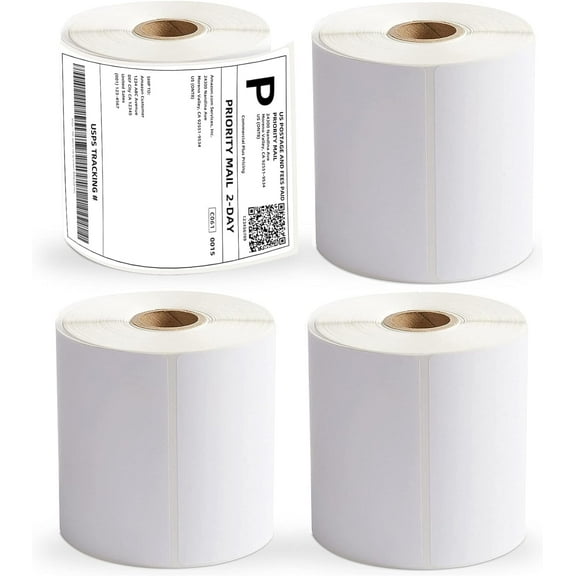 SJPACK 4 Rolls 4x6 Direct Thermal Blank Shipping Labels Self Adhesive for Zebra 2844 Eltron Zp-450 Zp-500 Zp-505(250 Labels per Roll )