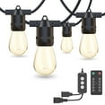 thumbnail image 1 of SJPACK 48FT Outdoor String Lights with 15 Edison Shatterproof Bulbs(1 Spare Bulb 1 Fuse) Patio LED Lights for Garden Backyard Gazebo Porch Outdoor Party Decorations 2700K Dimmable with Controller, 1 of 9
