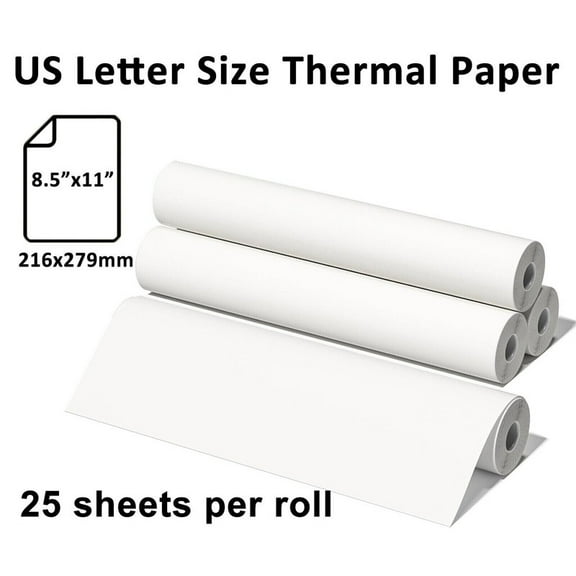 SJPACK 4Rolls Thermal Printer Paper 8.5"x11" US Letter Size Quick-Dry Thermal Printing Paper Rolls Compatible with M08F M832 M834 MT800 MT800Q