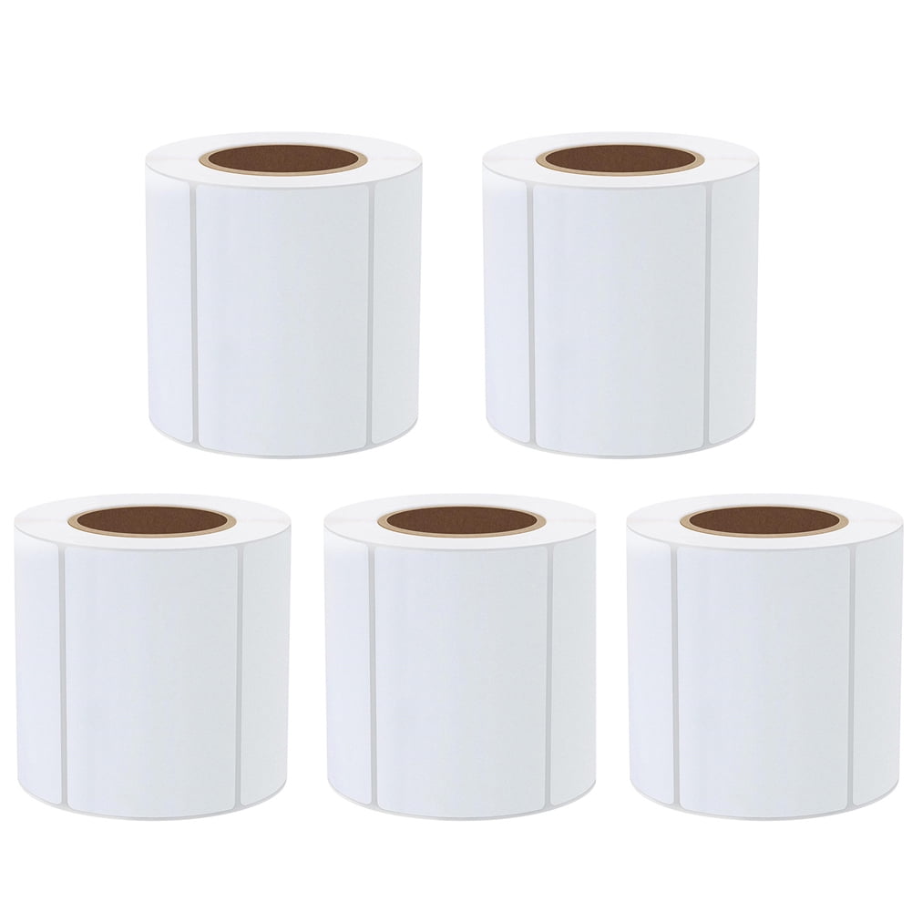 SJPACK 5 Rolls 4" x 2" Direct Thermal Shipping Labels, Blank Barcodes Address UPC Stickers, Compatible with Rollo & Zebra, 750 Labels per Roll