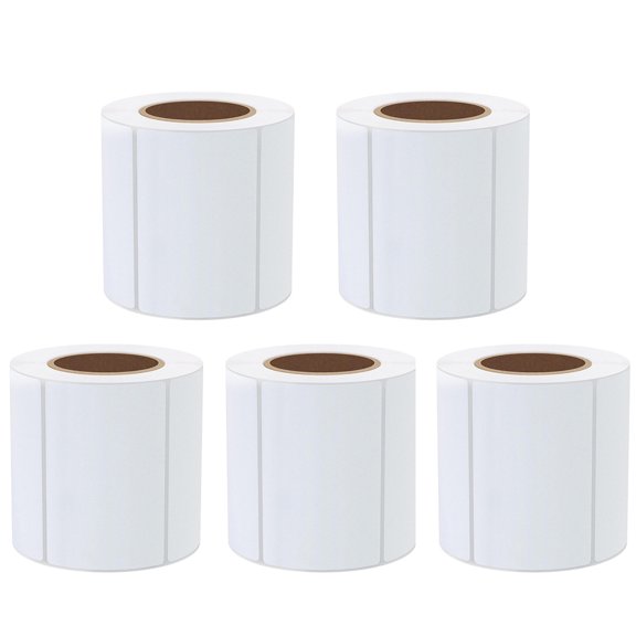 SJPACK 5 Rolls 4" x 2" Direct Thermal Shipping Labels, Blank Barcodes Address UPC Stickers, Compatible with Rollo & Zebra, 750 Labels per Roll