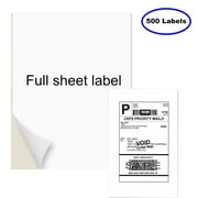 SJPACK 500 Full Sheets Sticker Labels Shipping Mailing Address Labels 8.5" x 11" Permanent Adhesive for Laser/Inkjet Printer,500 Labels