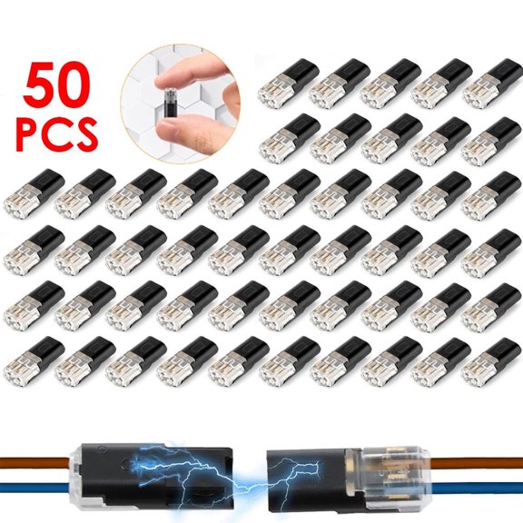 SJPACK 50pcs Double-Wire Plug-in Connector, Cable Clamp with Locking Buckle, AWG 18-22