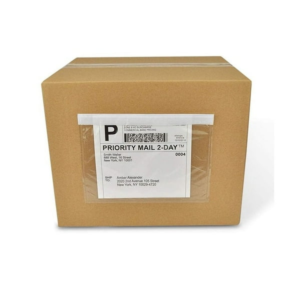 SJPACK 7.5" x 5.5" Clear Adhesive Top Loading Packing List, Label Envelopes Pouches - 100 packs