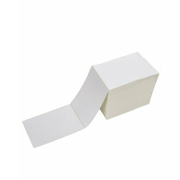 SJPACK Fanfold 4 x 6 Direct Thermal Shipping Labels with Perforations, 500 Labels, Permanent Adhesive, White Mailing Labels for Thermal Printer