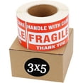 thumbnail image 1 of SJPACK Fragile Stickers 3'' x 5'' 1 Roll 500 Labels Fragile - Handle with Care - Thank You Shipping Labels Stickers (500 Labels/Roll), 1 of 5