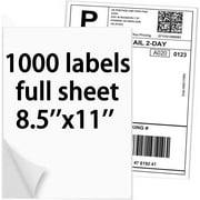 SJPACK Full Sheets Sticker Labels Shipping Mailing Address Labels 8.5 x 11 Permanent Adhesive Labels for Laser/Inkjet Printer,1000 Labels