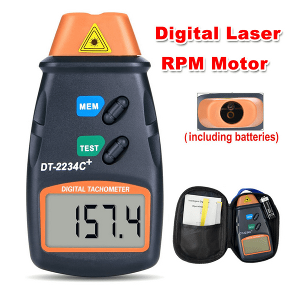 SJPACK LCD Digital Tachometer Non Contact Laser Photo RPM Tach Motor Meter Speed Gauge 2.5 RPM ~ 99,999 RPM