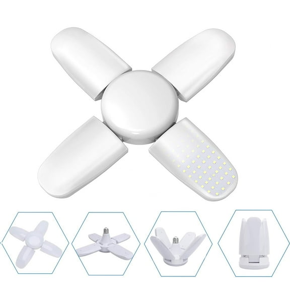 SJPACK LED Garage Lights 60W E27/E26 Deformable Led Garage Ceiling Lighting 5500LM 4 Fan Blade LED Bulb Adjustable LED Corn Shop Lights for Garage,Warehouse,Workshop,Barn,Full Area,Basement