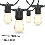 SJPACK LED Outdoor String Lights, Shatterproof IP65 27Ft for Patio Lights Outdoor Waterproof, Outside Lights for Outdoor Lighting, Edison Vintage Backyard lights