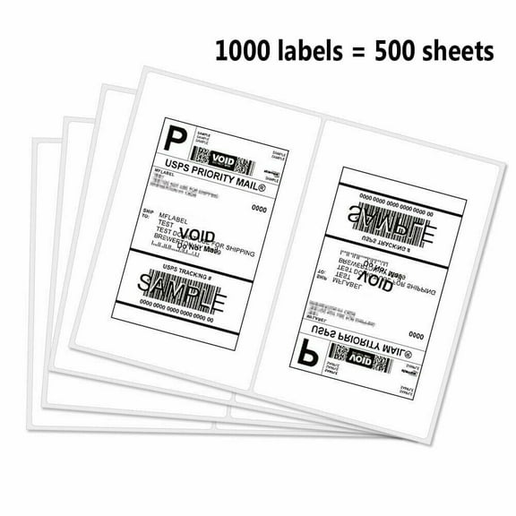 SJPACK Shipping Labels with Rounded Corner, Half Sheet Self Adhesive Shipping Address Labels for Laser and Inkjet Printer, 1000 Labels(8.27" x 5.32")