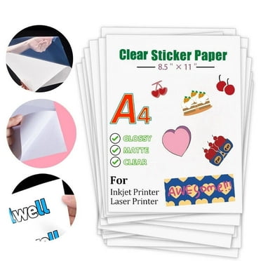 SJPACK Sticker Paper, Adhesive Paper for Inkjet Printer, 8.5" x 11.7", White, 20 Sheets