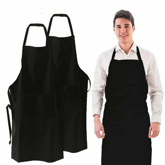 SJPACK Unisex Apron - 10 Pcs Black Apron with 2 Pockets for Kitchen Crafting BBQ Drawing Cooking