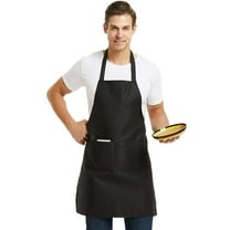 SJPACK Unisex Apron - 1Pcs Black Plain Bib Aprons with 2 Pockets Commercial Apron Bulk for Kitchen Cooking Crafting Restaurant BBQ Drawing