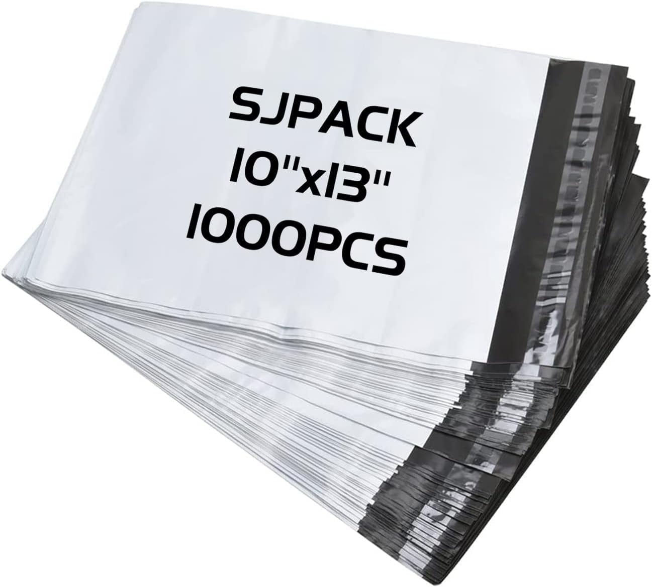 SJPACK White Poly Mailer 1000 Pcs 10 x 13 Shipping Bags with Self Adhesive, Waterproof and Tear-Proof Postal Bags