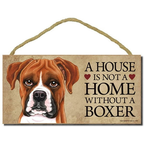 SJT Enterprises Boxer (Uncropped Ears) House Home Wooden MDF Dog Sign/Plaque, Set of 1