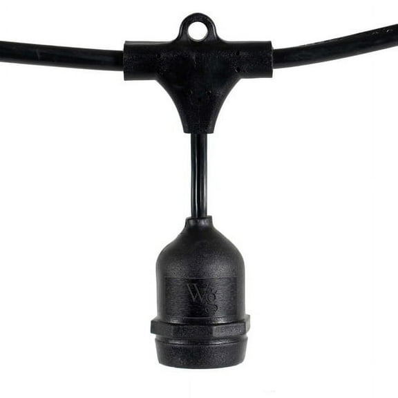 SJTW Heavy Duty Commercial Grade Patio Light Stringer E26 Socket Outdoor Patio Use with 4” Drop Sockets (15 ft, 18” Spacing, 10 Sockets)