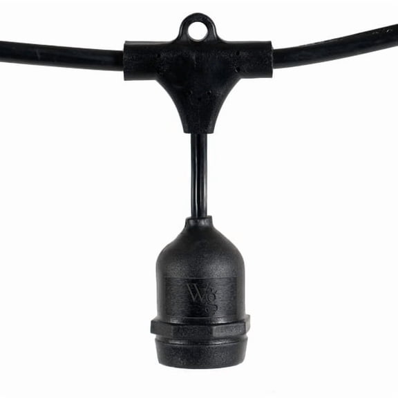 SJTW Heavy Duty Commercial Grade Patio Light Stringer E26 Socket Outdoor Patio Use with 4” Drop Sockets (45 ft, 36” Spacing, 15 Sockets)
