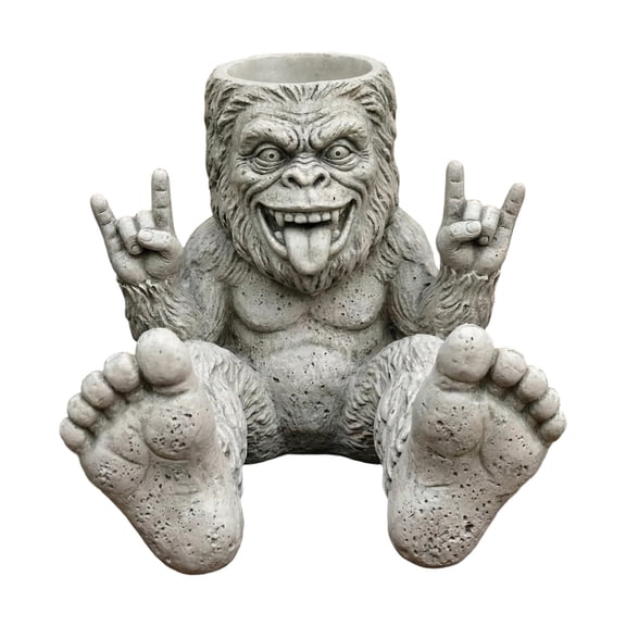 SJXHJH Bigfoot Rock On Rebel Garden Planter, Funny Garden Decor, Cryptid Planter, Succulent Pot Holder, Outdoor Yard Lawn Patio Decoration, Unique Gift for Garden Lovers Grey
