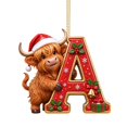 SJXHJH Christmas Highland Cow Letter Ornament, Santa Hat Highland Cow ...