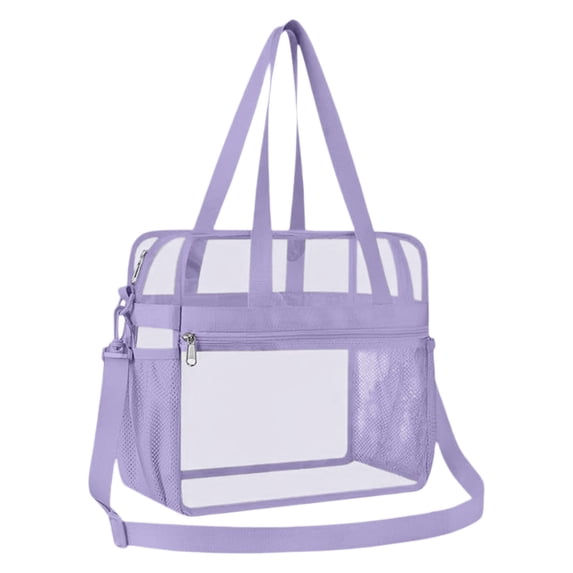 SJYYTT 1Pc Clear Bag for Stadium Events,Transparent Bag for Work Sports Games Concerts Travel Gym,12X6X12 Inches Tote Bag with Detachable Reinforced Strap,Clear Tote Bag Clear Bag Stadium Approved