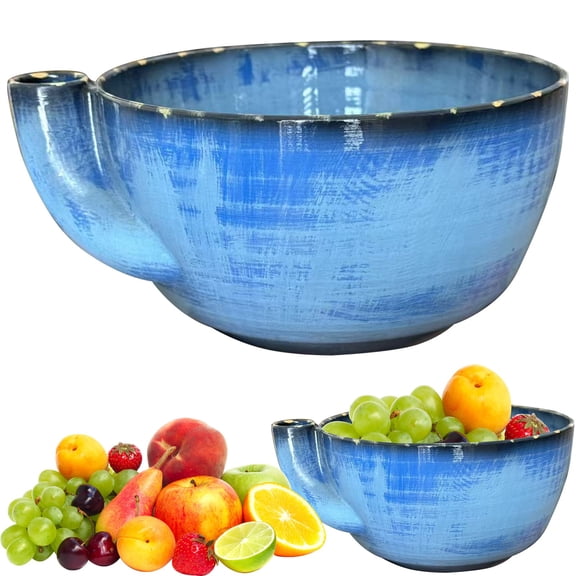 SJYYTT 1Pc Self Rinsing Berry Bowl, The Original Artisan Swirling Berry Bowl, 3D Print Berry Colander With Vortex Fruit Washing Design, Stoneware Fruit Rinse Bowl for Kitchen Counter 5.9"X6.6"X3.27"