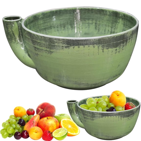 SJYYTT 1Pc Self Rinsing Berry Bowl, The Original Artisan Swirling Berry Bowl, 3D Print Berry Colander With Vortex Fruit Washing Design, Stoneware Fruit Rinse Bowl for Kitchen Counter 5.9"X6.6"X3.27"