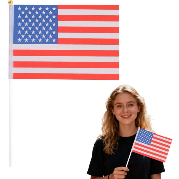 SJYYTT 1Pc Usa Hand Held Flags for Soccer Decorations 2026,American Small Stick Flags with 11.8" Poles for National Day Sports Events Party Celebration Decor 11.81"X8.27"